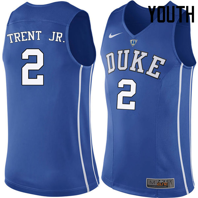 Youth Duke Blue Devils #2 Gary Trent Jr. College Basketball Jerseys Sale-Blue - Click Image to Close